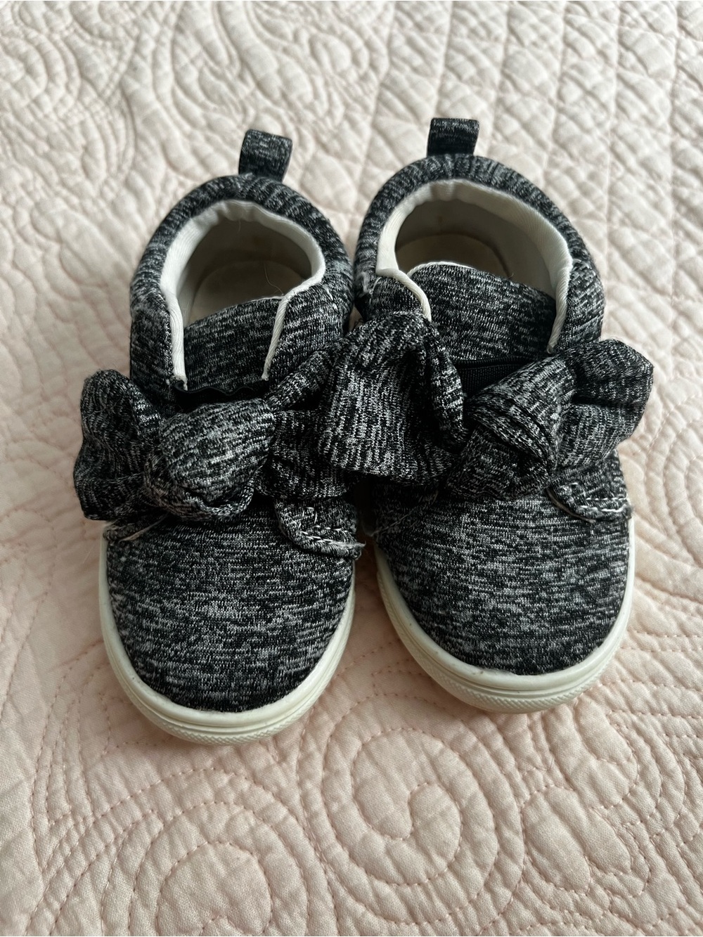 Toddler Knit Bow Slip-On Sneakers - Black Marled